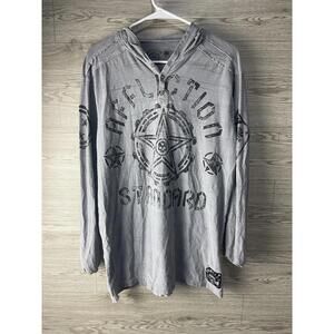 Y2K Affliction Hoodie Mens L Cross Skull Wings Pullover